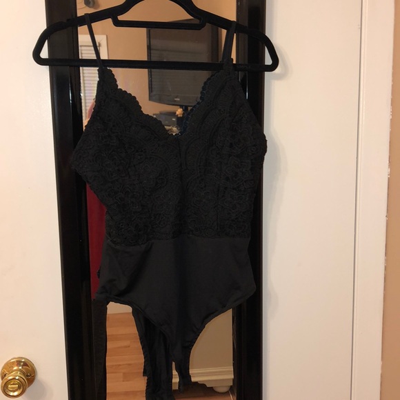 Tops - Black crochet/lace body suit